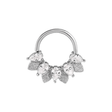 Fairy Seamless Ring – 14K Gold Five Pear - Cut Gem Arc - piercing - zone.com