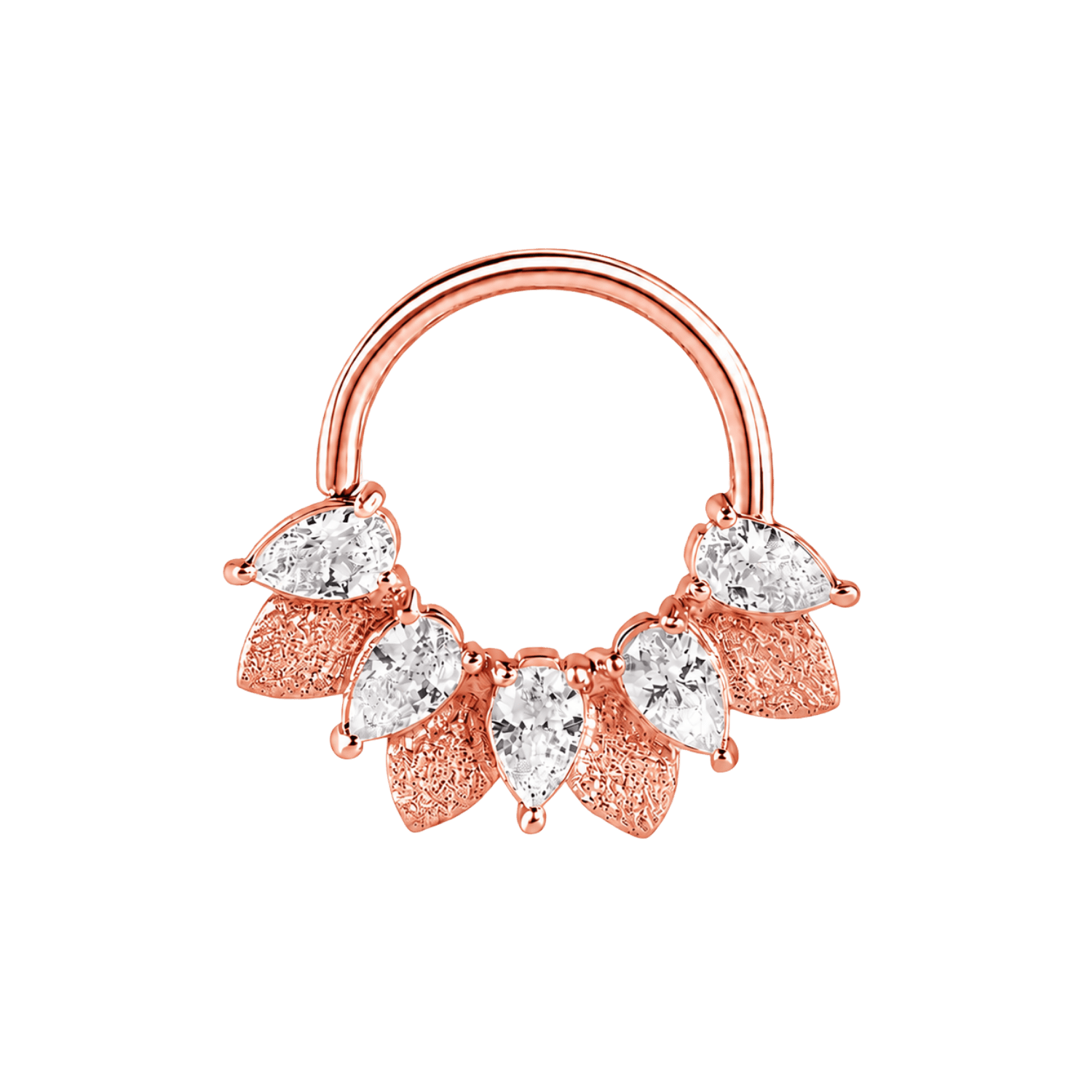Fairy Seamless Ring – 14K Gold Five Pear-Cut Gem Arc - piercing-zone.com