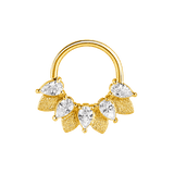 Fairy Seamless Ring – 14K Gold Five Pear-Cut Gem Arc - piercing-zone.com