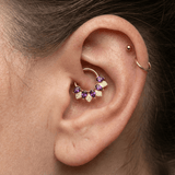 Fairy Seamless Ring – 14K Gold Five Pear - Cut Gem Arc - piercing - zone.com