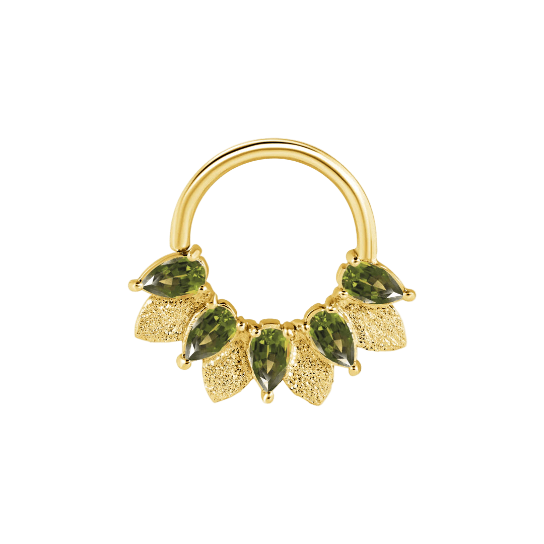 Fairy Seamless Ring – 14K Gold Five Pear - Cut Gem Arc - piercing - zone.com