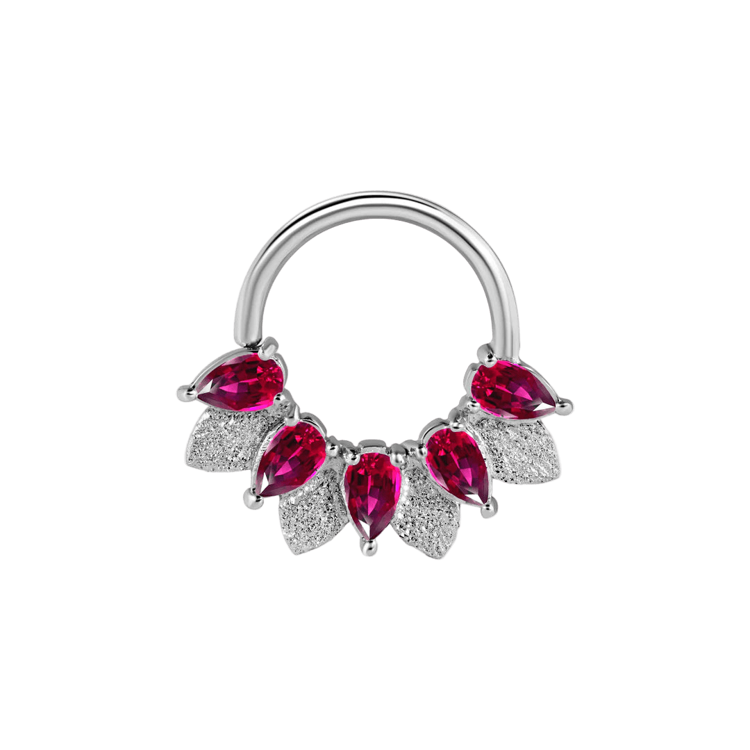 Fairy Seamless Ring – 14K Gold Five Pear - Cut Gem Arc - piercing - zone.com