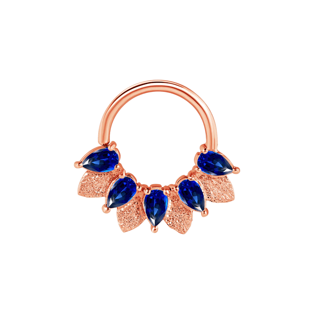 Fairy Seamless Ring – 14K Gold Five Pear - Cut Gem Arc - piercing - zone.com