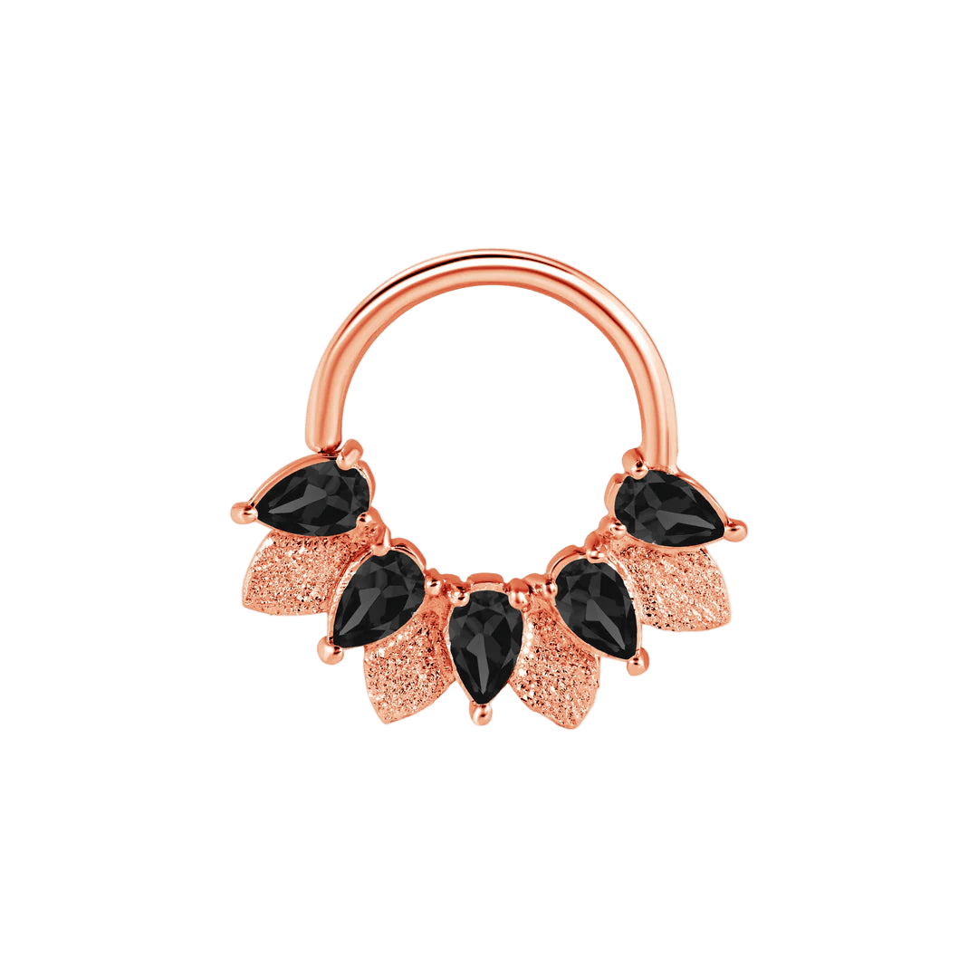 Fairy Seamless Ring – 14K Gold Five Pear - Cut Gem Arc - piercing - zone.com