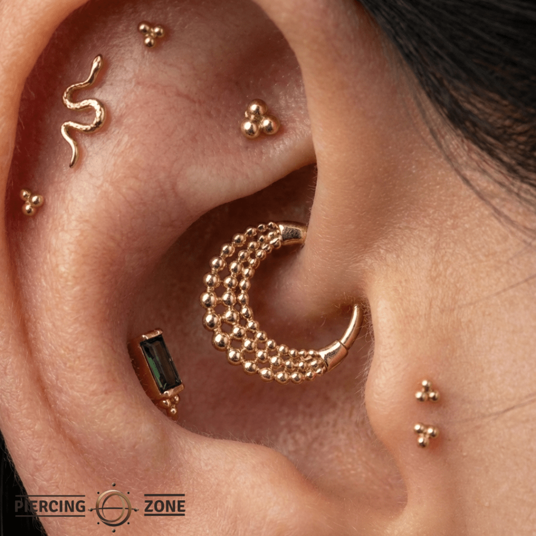 Fame – 14K Gold Beaded Minimalist Clicker - piercing - zone.com