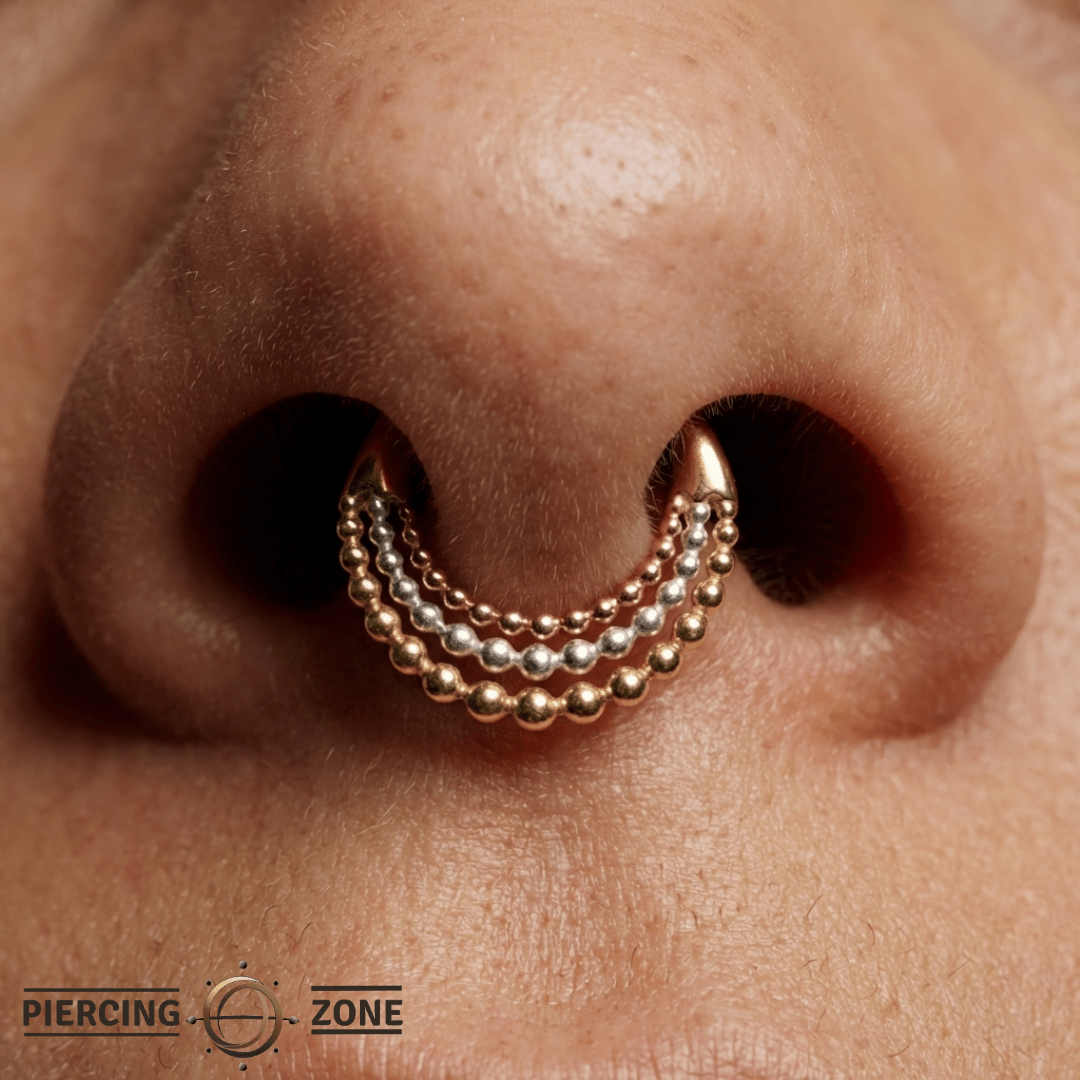 Fame Trio – 14K Gold Mixed - Metal Clicker - piercing - zone.com