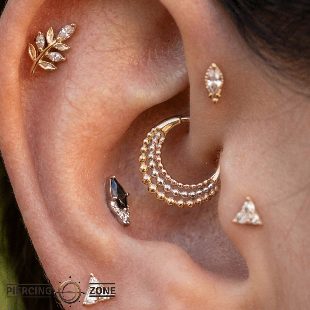 Fame Trio – 14K Gold Mixed - Metal Clicker - piercing - zone.com
