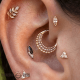 Fame Trio – 14K Gold Mixed - Metal Clicker - piercing - zone.com