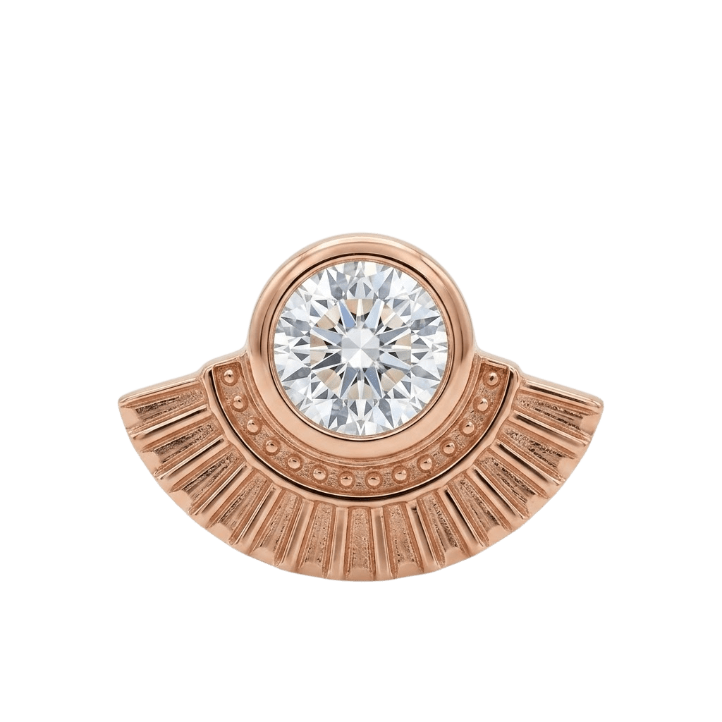 Fan - 14K Gold Stone Threadless/Threaded End - piercing - zone.com