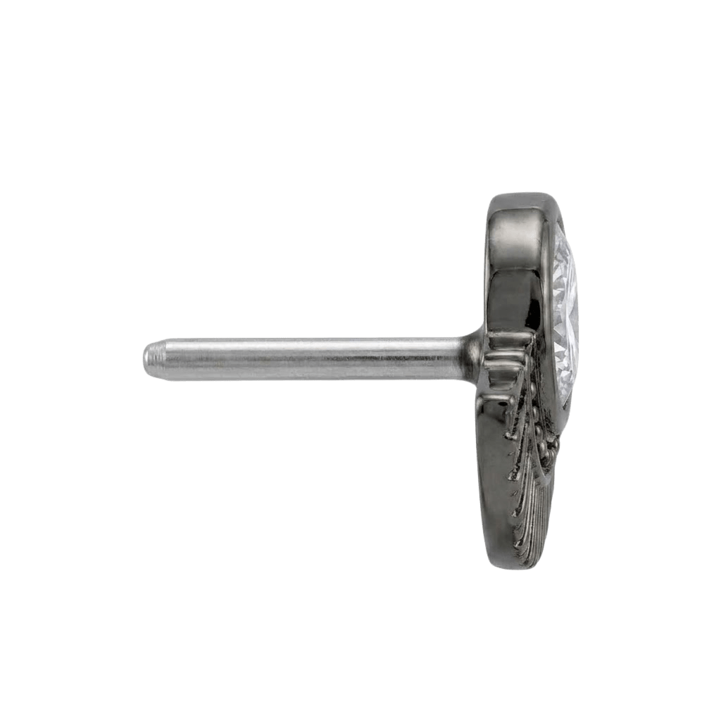 Fan - 14K Gold Stone Threadless/Threaded End - piercing - zone.com
