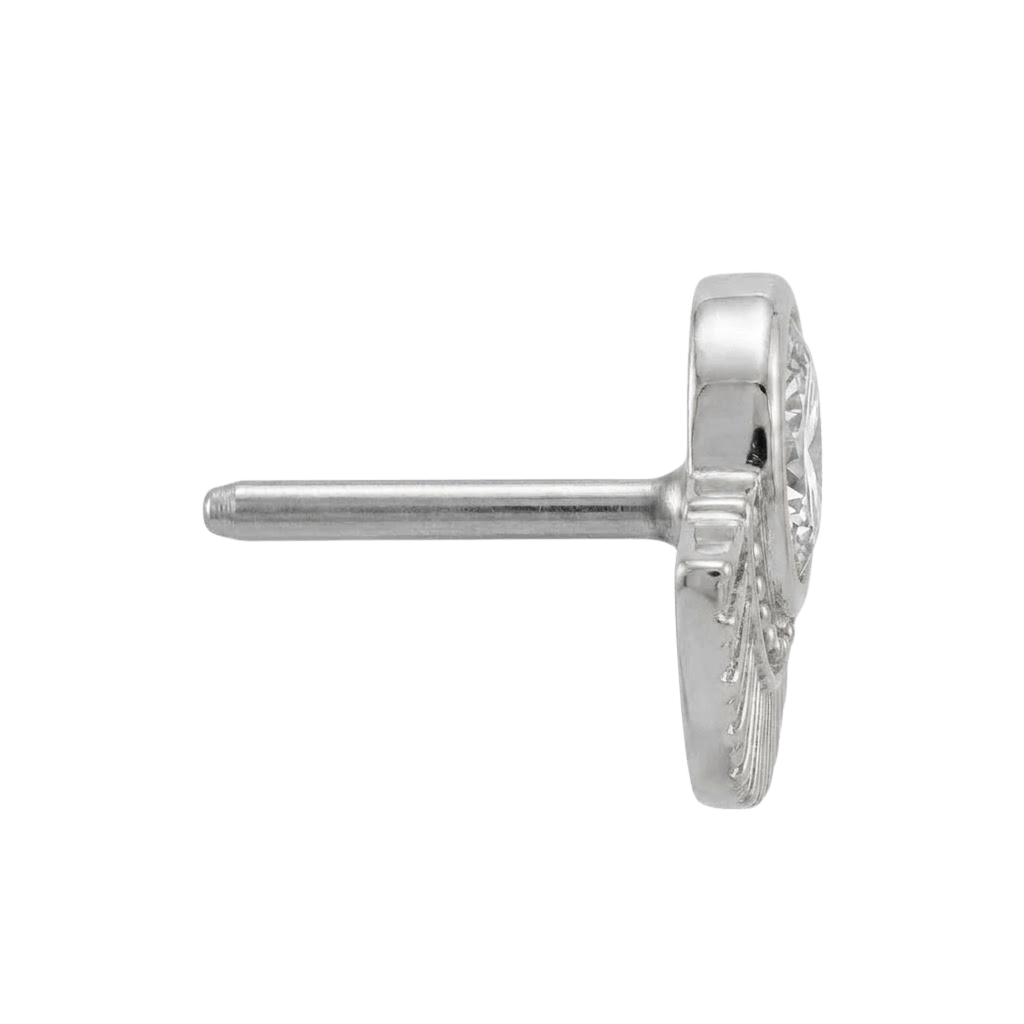 Fan - 14K Gold Stone Threadless/Threaded End - piercing - zone.com