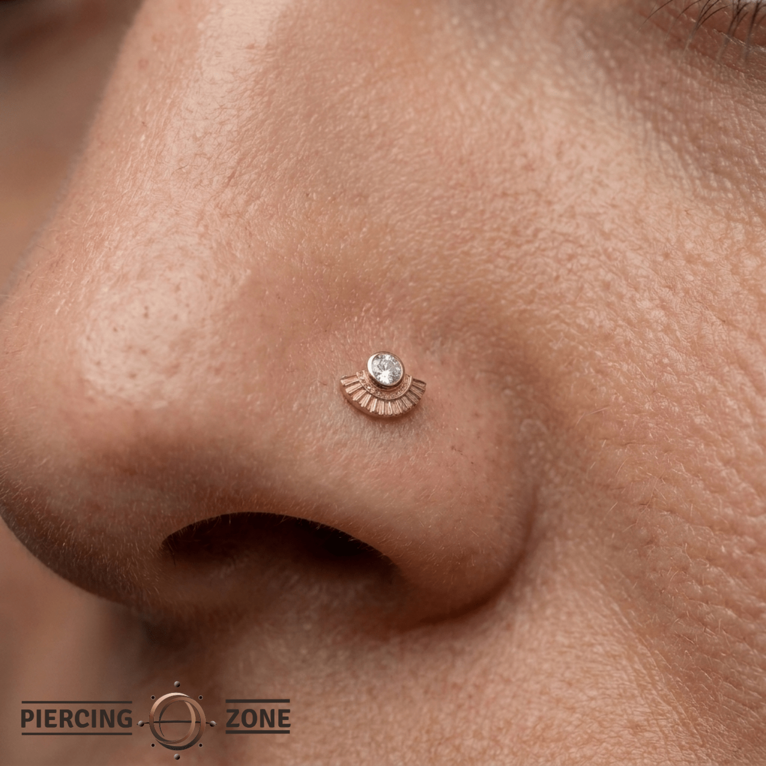 Fan - 14K Gold Stone Threadless/Threaded End - piercing - zone.com