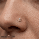 Fan - 14K Gold Stone Threadless/Threaded End - piercing - zone.com