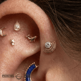 Fan - 14K Gold Stone Threadless/Threaded End - piercing - zone.com