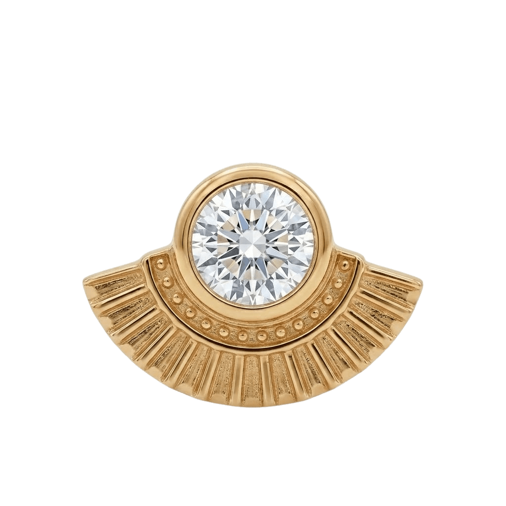 Fan - 14K Gold Stone Threadless/Threaded End - piercing - zone.com