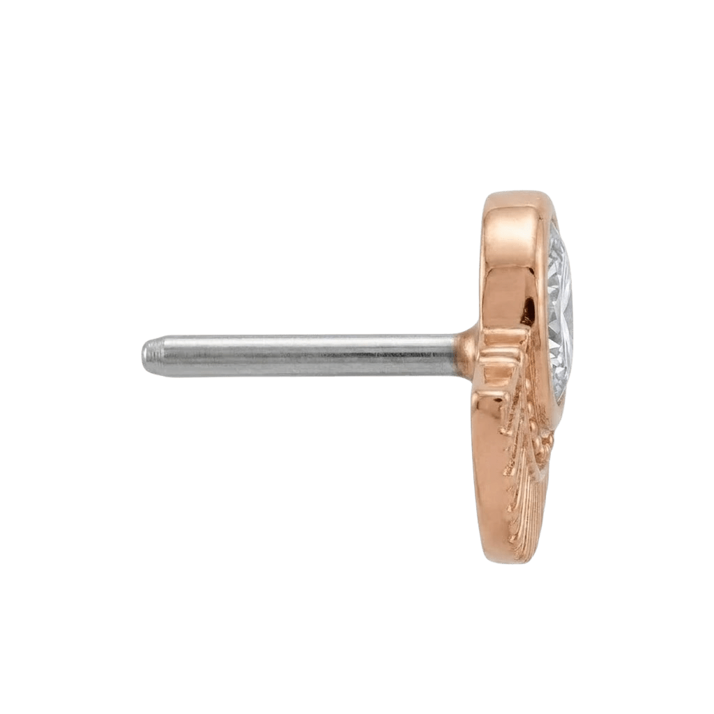 Fan - 14K Gold Stone Threadless/Threaded End - piercing - zone.com