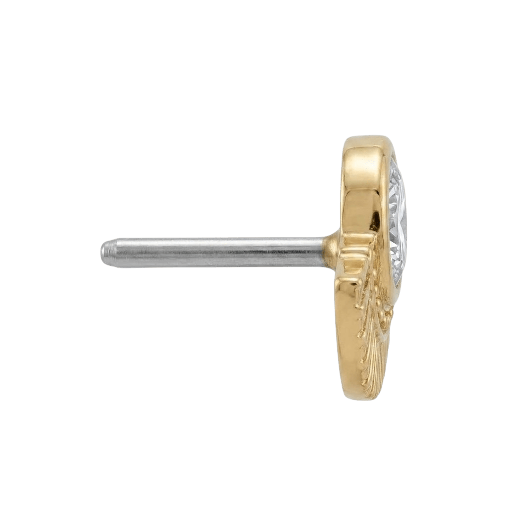 Fan - 14K Gold Stone Threadless/Threaded End - piercing - zone.com