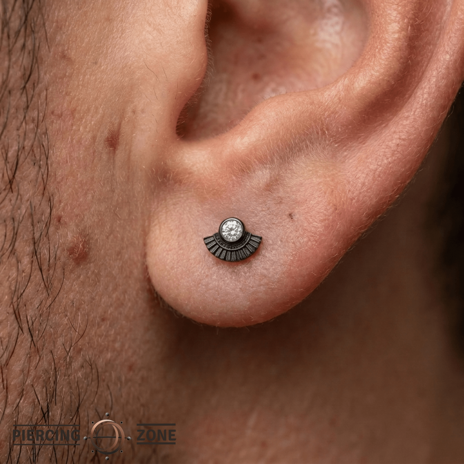 Fan - 14K Gold Stone Threadless/Threaded End - piercing - zone.com