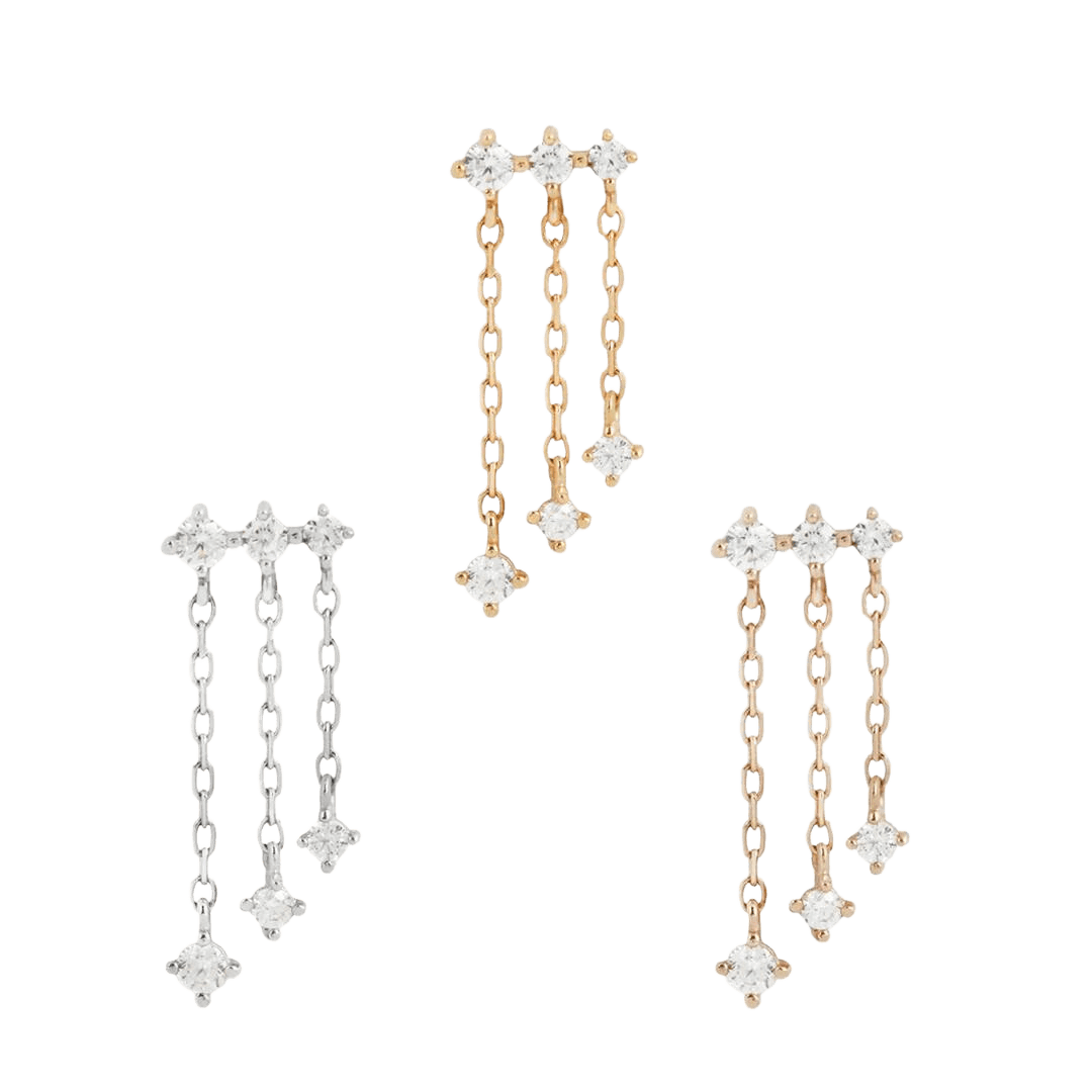 CASCADE - CZ - GOLD THREADLESS END piercing-zone.com