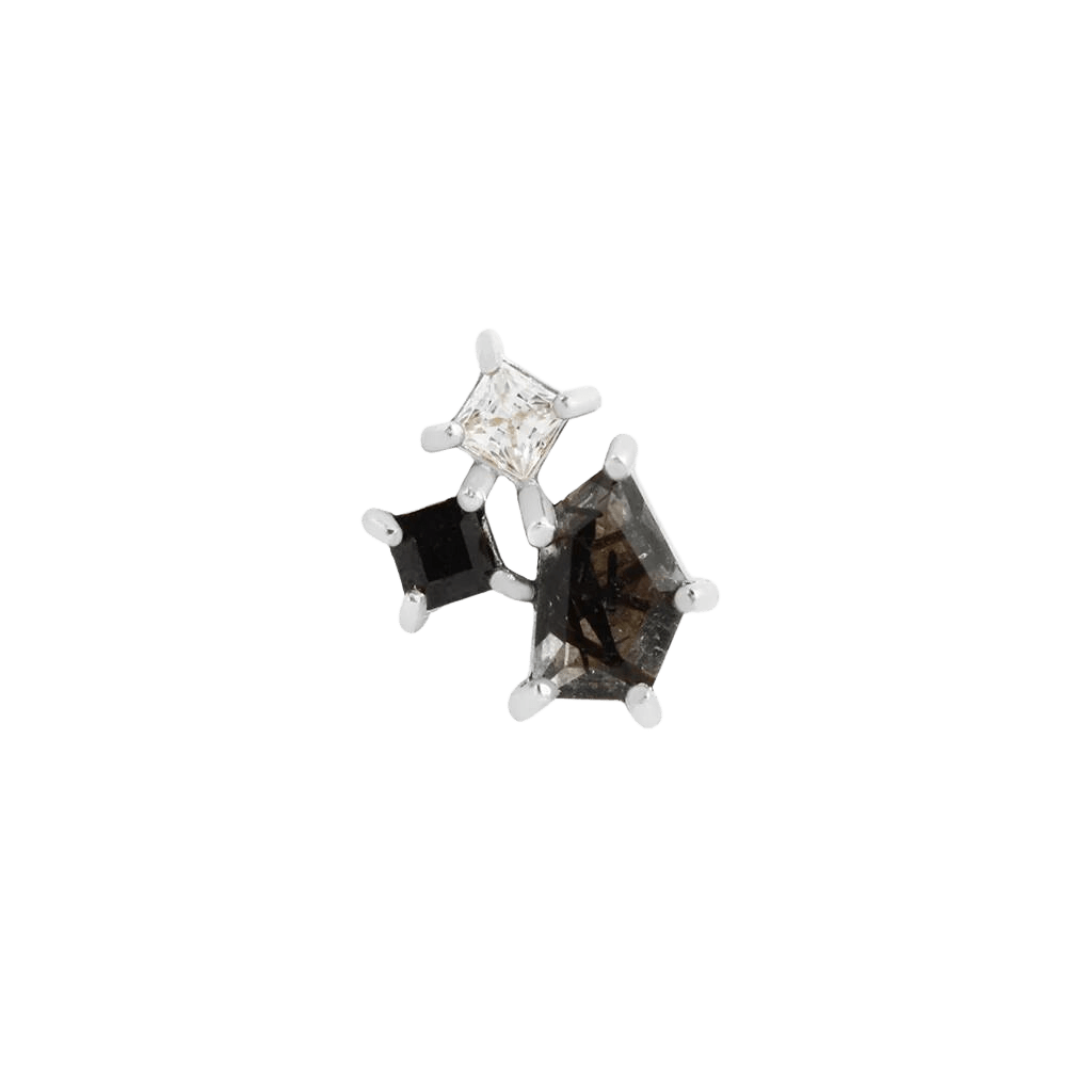 LYRA - TOURMALATED QUARTZ + BLACK SPINEL + CZ - THREADLESS END piercing-zone.com
