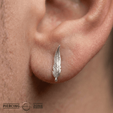 Feather – 14K Gold Threadless Pin with Curved Feather Design - piercing - zone.com