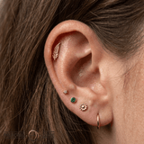 Feather – 14K Gold Threadless Pin with Curved Feather Design - piercing - zone.com