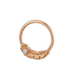 Feather Light - 14K Gold Gem Feather Fixed Bead Ring