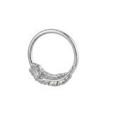 Feather Light - 14K Gold Gem Feather Fixed Bead Ring