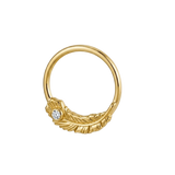 Feather Light - 14K Gold Gem Feather Fixed Bead Ring