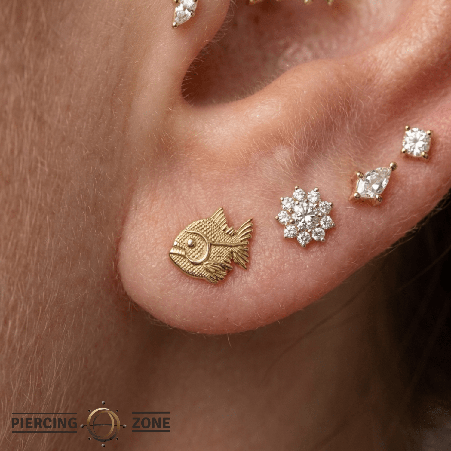 Ferocious Piranha – 14K Gold Threadless/Threaded End - piercing - zone.com