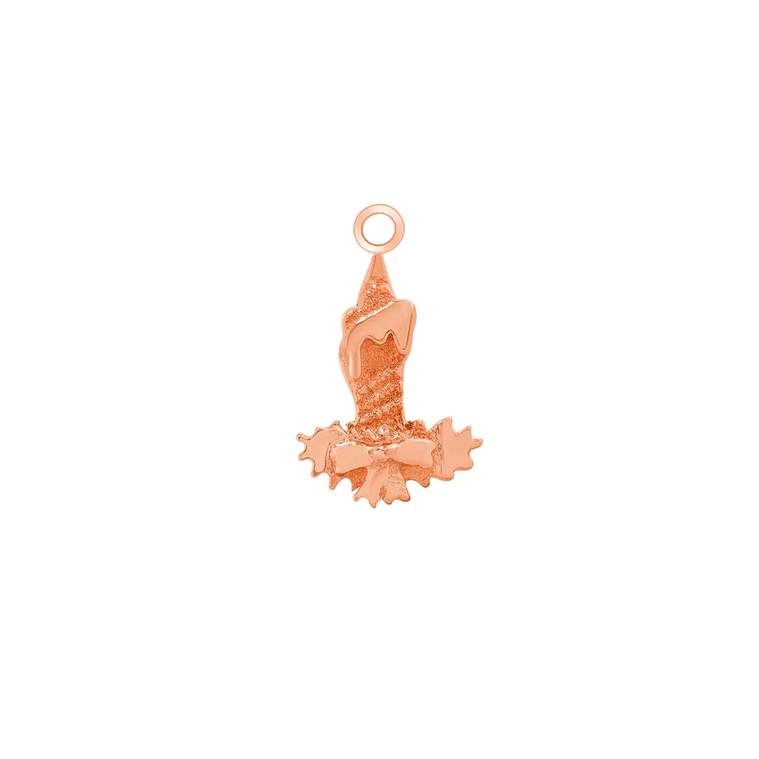 Festive Candle – 14K & 18K Gold Charm - piercing - zone.com