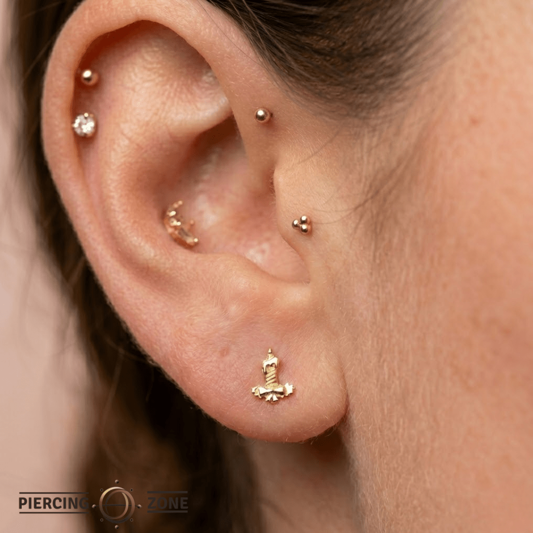 Festive Candle – 14K Gold Threadless/Threaded End - piercing - zone.com