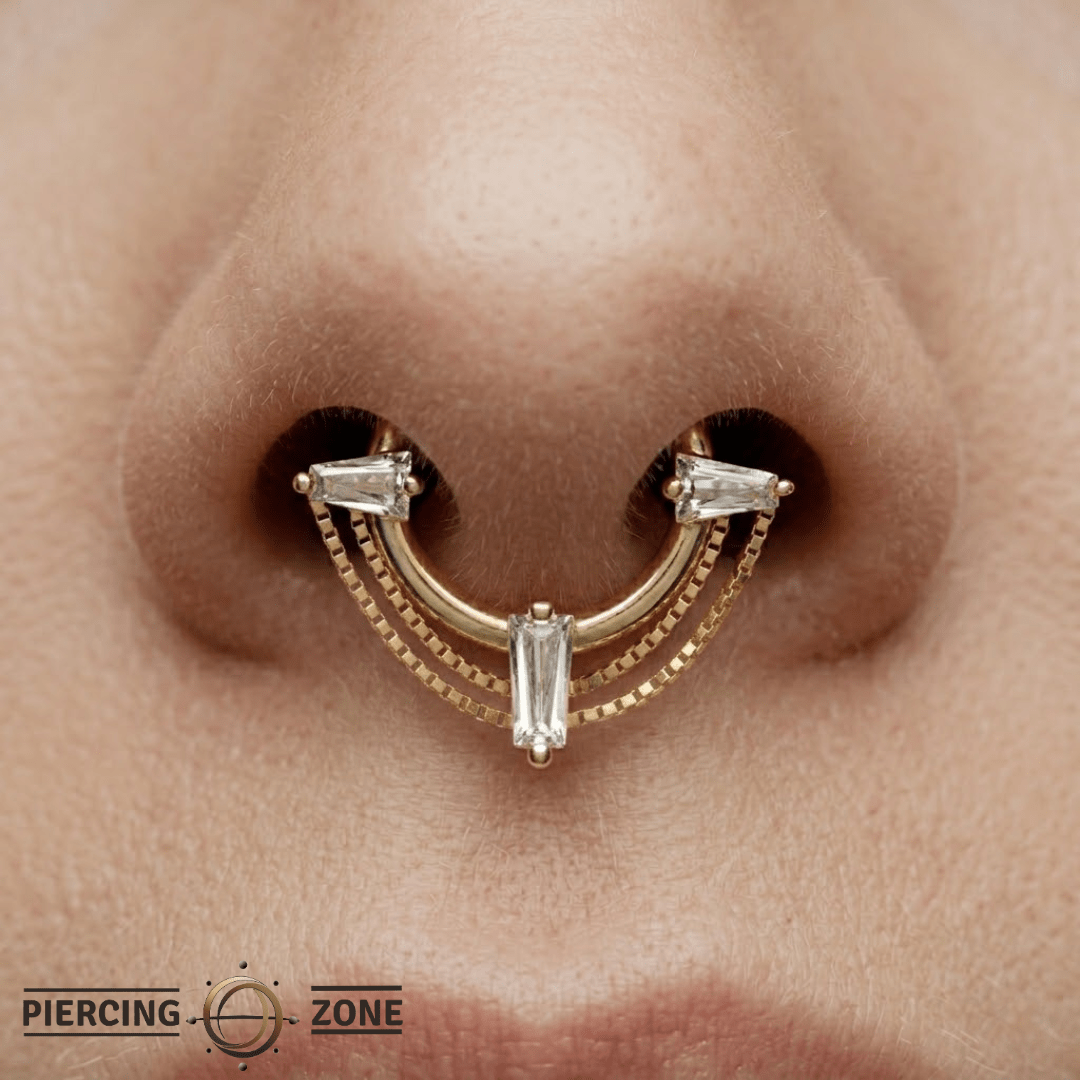 Fetish – 14K Gold Chain & Swarovski CZ Clicker - piercing - zone.com