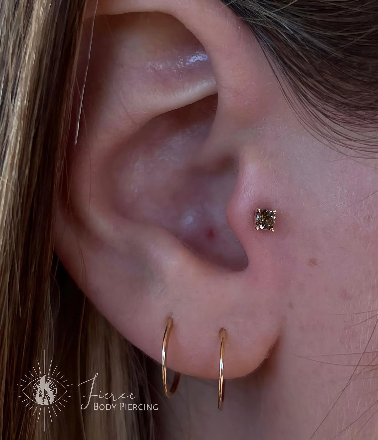 Smoky Quartz Prong – 14K Gold Threadless End