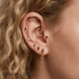 Figaro + Rolo + Razor Triple Chain – 14K Gold Piercing Chain - piercing - zone.com