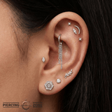 Figaro + Rolo + Razor Triple Chain – 14K Gold Piercing Chain - piercing - zone.com