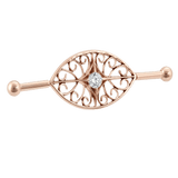 Filigree Eye - 14K Gold Gem Straight Barbell - piercing - zone.com