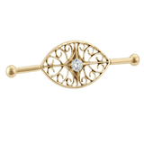 Filigree Eye - 14K Gold Gem Straight Barbell - piercing - zone.com