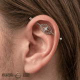 Filigree Eye - 14K Gold Gem Straight Barbell - piercing - zone.com