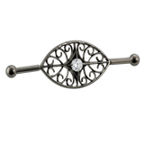 Filigree Eye - 14K Gold Gem Straight Barbell