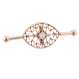 Filigree Eye - 14K Gold Gem Straight Barbell