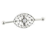 Filigree Eye - 14K Gold Gem Straight Barbell