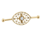 Filigree Eye - 14K Gold Gem Straight Barbell