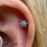 Fire Star – 14K Gold Threadless/Threaded End - piercing - zone.com