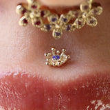 Fire Star – 14K/18K Gold Gemstone Threadless End - piercing - zone.com