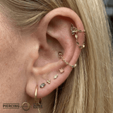 Fireworks Chain – Rainbow Gem Cascade – 14K Yellow Gold - piercing - zone.com