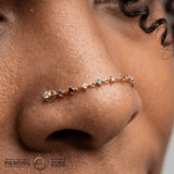 Fireworks Chain – Rainbow Gem Cascade – 14K Yellow Gold - piercing - zone.com