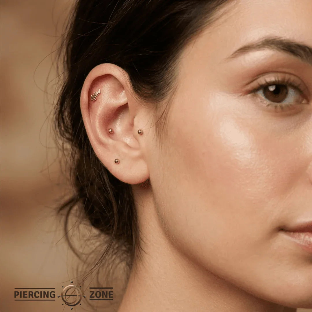 Fishbone – 14K Gold Threadless/Threaded End - piercing - zone.com