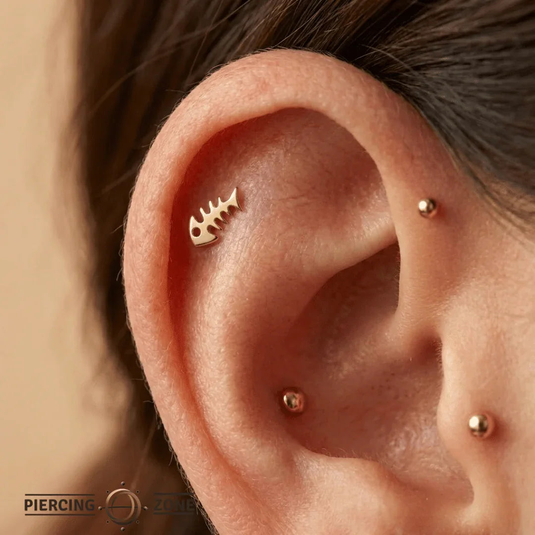 Fishbone – 14K Gold Threadless/Threaded End - piercing - zone.com