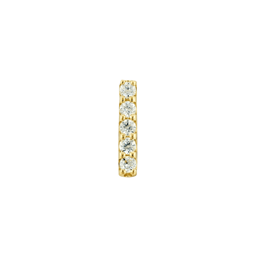 Five Gem Bar - 18K Gold White CZ Threadless/Threaded End - piercing-zone.com